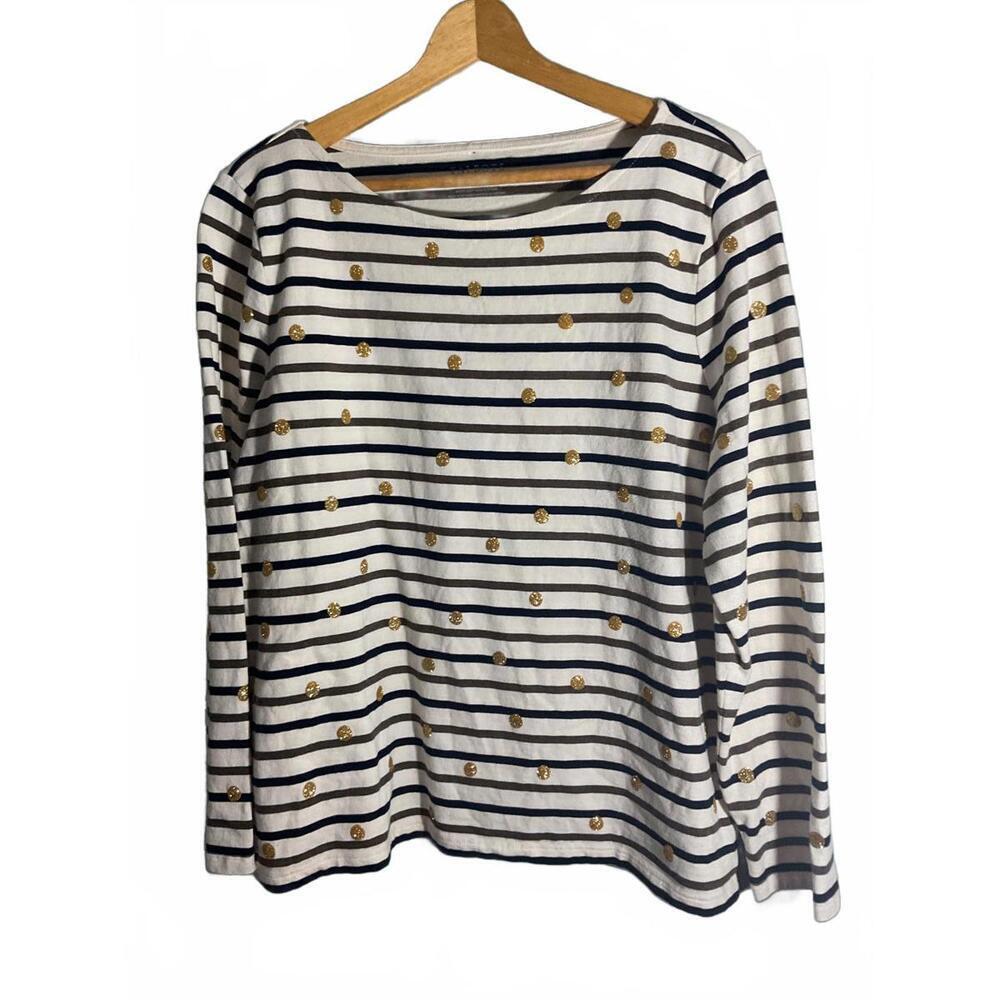 Talbots Petite XL Striped Long Sleeve Shirt with Gold Sequin Accents